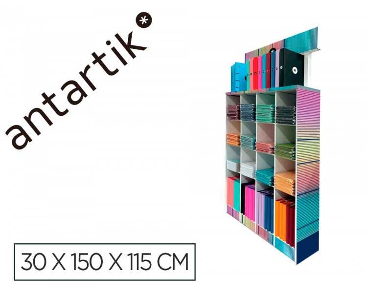 Cuaderno y carpeta antartik expositor de suelo carton con 169 unidades 30x150x115 cm