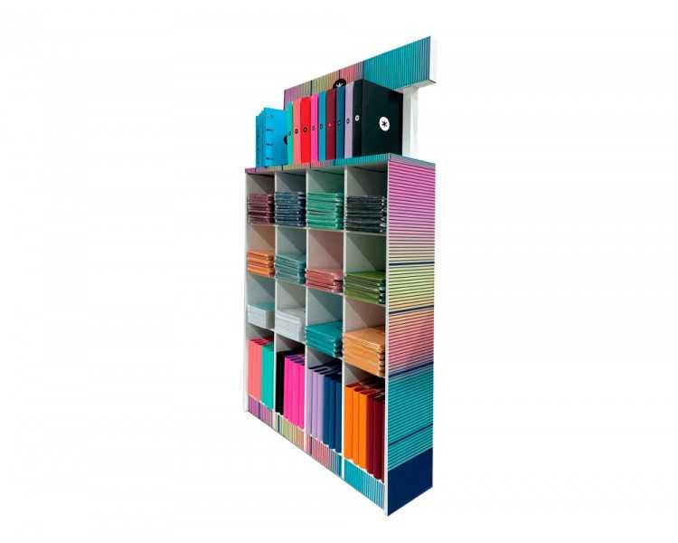 Cuaderno y carpeta antartik expositor de suelo carton con 169 unidades 30x150x115 cm