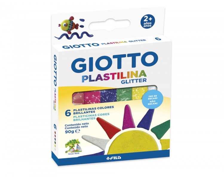 Plastilina giotto glitter caja de 6 unidades colores surtidos
