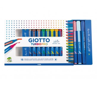 Rotulador giotto turbo pro acuarelable doble punta estuche de 15 unidades colores surtidos
