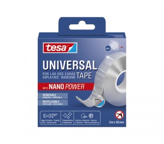 Cinta adhesiva tesa doble cara nano universal transparente 3 mt x 30 mm