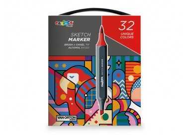 Rotulador carioca plus sketch marker doble punta pincel y biselada caja premium 32 unidades colores surtidos