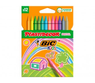 Lapices cera plastidecor pastel caja de 12 unidades colores surtidos
