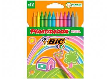 Lapices cera plastidecor pastel caja de 12 unidades colores surtidos