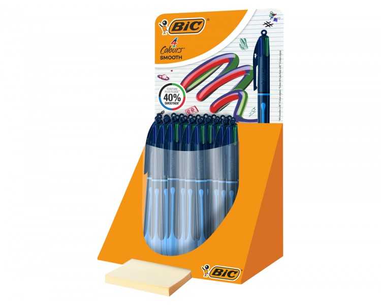 Boligrafo bic cuatro colores smooth drop color azul
