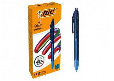Boligrafo bic cuatro colores smooth drop color azul