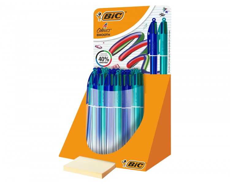 Boligrafo bic cuatro colores smooth gradiente expositor de 30 unidades colores surtidos