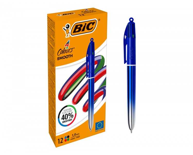 Boligrafo bic cuatro colores smooth gradiente color azul