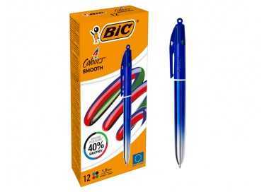 Boligrafo bic cuatro colores smooth gradiente color azul