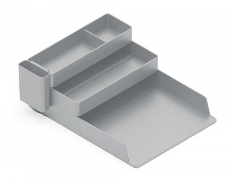 Bandeja sobremesa plastico q-connect organizador de escritorio con 4 departamentos color gris