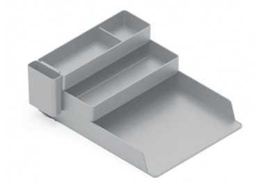 Bandeja sobremesa plastico q-connect organizador de escritorio con 4 departamentos color gris