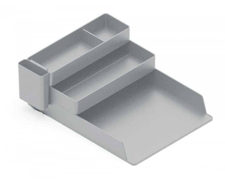Bandeja sobremesa plastico q-connect organizador de escritorio con 4 departamentos color gris