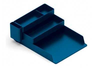 Bandeja sobremesa plastico q-connect organizador de escritorio con 4 departamentos color azul