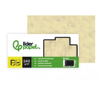 Cartulina marmoleada liderpapel din a4 240gr crema claro paquete de 100 hojas