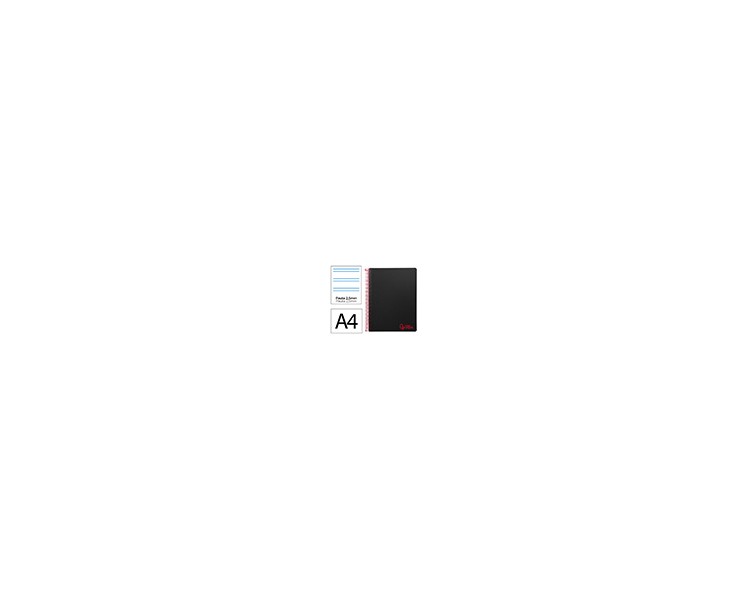 Cuaderno espiral liderpapel a4 wonder tapa plastico 80h 90gr pauta estrecha 2,5mm con margen color negro