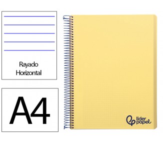 Cuaderno espiral liderpapel a4 wonder tapa plastico 80h 90gr rayado horizontal con margen color amarillo