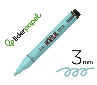 Rotulador liderpapel acrylic base agua todo tipo de superficie punta redonda 3 mm verde menta