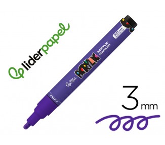 Rotulador liderpapel acrylic base agua todo tipo de superficie punta redonda 3 mm purpura