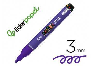 Rotulador liderpapel acrylic base agua todo tipo de superficie punta redonda 3 mm purpura