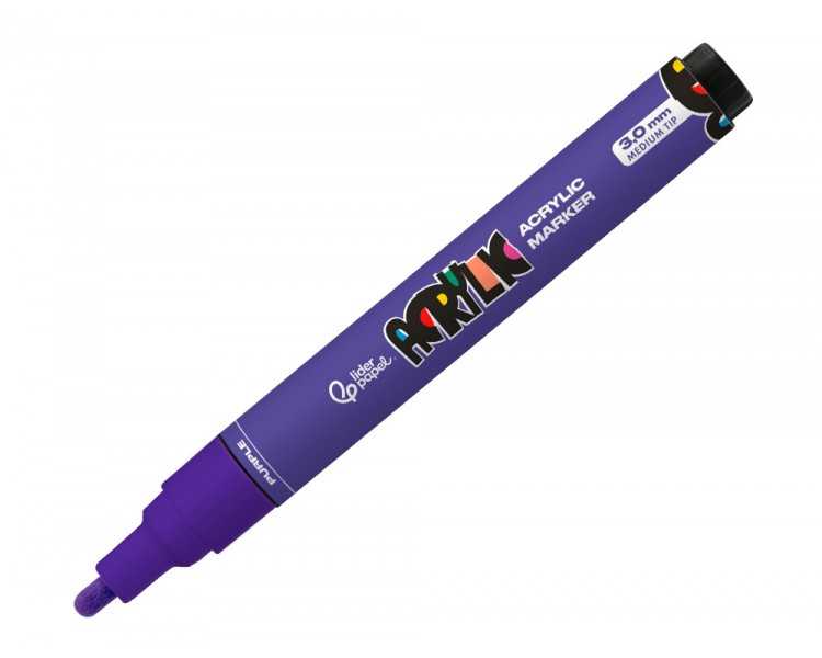 Rotulador liderpapel acrylic base agua todo tipo de superficie punta redonda 3 mm purpura