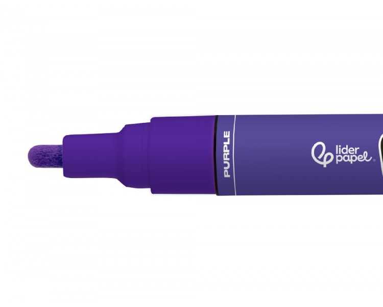 Rotulador liderpapel acrylic base agua todo tipo de superficie punta redonda 3 mm purpura