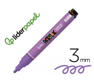Rotulador liderpapel acrylic base agua todo tipo de superficie punta redonda 3 mm malva