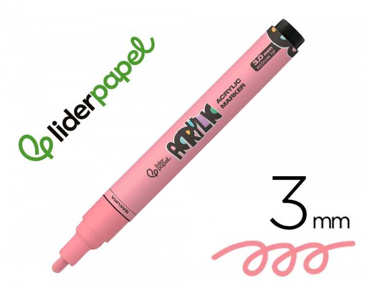 Rotulador liderpapel acrylic base agua todo tipo de superficie punta redonda 3 mm rosa sakura