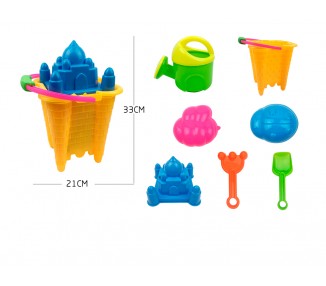 Cubo de playa ao zhi para jugar con la arena set 7 piezas palacio