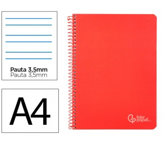 Cuaderno espiral liderpapel din a4 witty tapa dura 80h 90gr pauta 3,5mm con margen color rojo