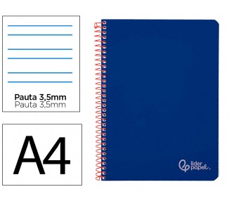 Cuaderno espiral liderpapel din a4 witty tapa dura 80h 90gr pauta 3,5mm con margen color azul oscuro