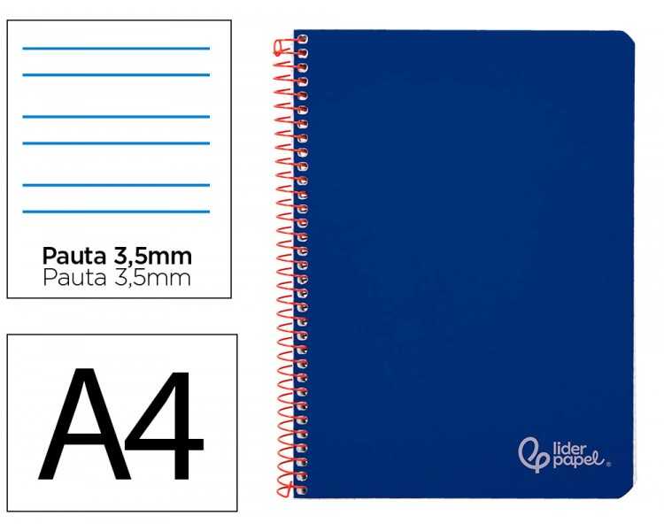 Cuaderno espiral liderpapel din a4 witty tapa dura 80h 90gr pauta 3,5mm con margen color azul oscuro
