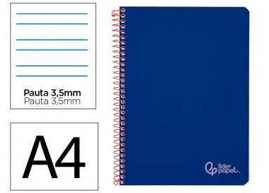 Cuaderno espiral liderpapel din a4 witty tapa dura 80h 90gr pauta 3,5mm con margen color azul oscuro