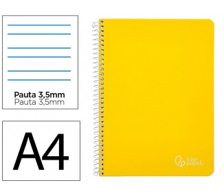 Cuaderno espiral liderpapel din a4 witty tapa dura 80h 90gr pauta 3,5mm con margen color amarillo