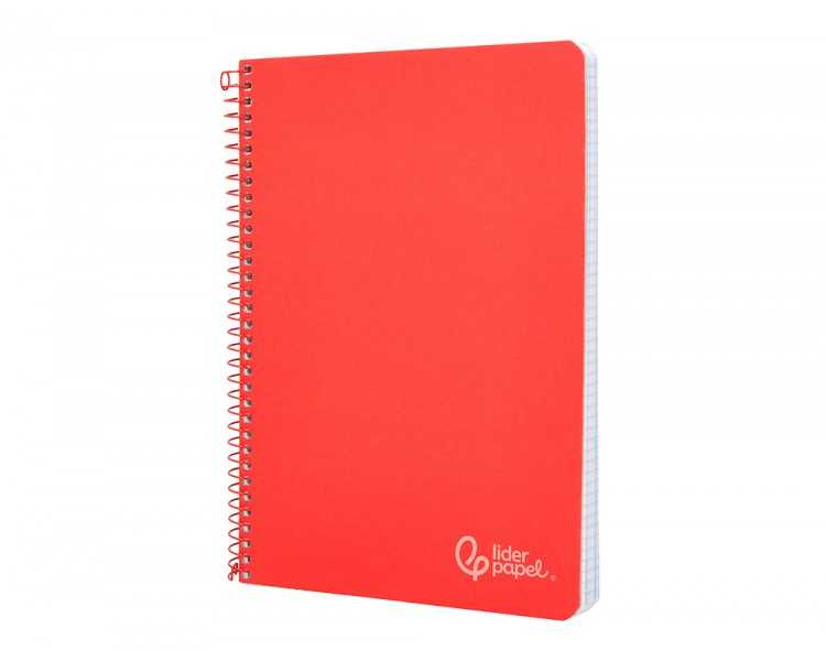 Cuaderno espiral liderpapel din a4 witty tapa dura 80h 90gr rayado horizontal con margen color rojo