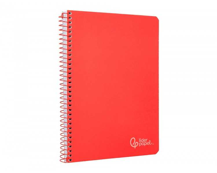 Cuaderno espiral liderpapel din a4 witty tapa dura 80h 90gr rayado horizontal con margen color rojo