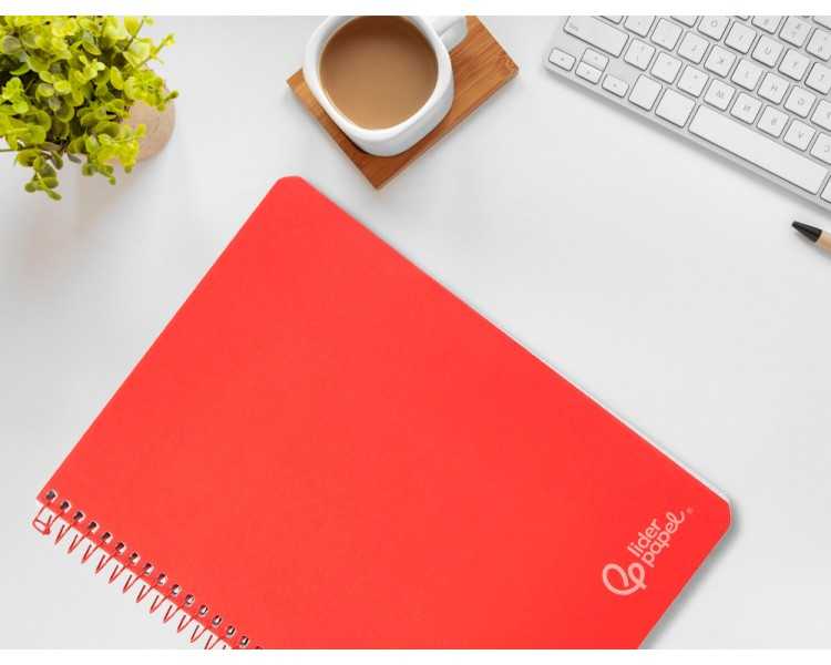 Cuaderno espiral liderpapel din a4 witty tapa dura 80h 90gr rayado horizontal con margen color rojo