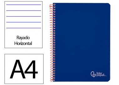 Cuaderno espiral liderpapel din a4 witty tapa dura 80h 90gr rayado horizontal con margen color azul oscuro