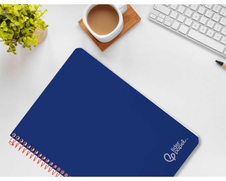 Cuaderno espiral liderpapel din a4 witty tapa dura 80h 90gr rayado horizontal con margen color azul oscuro