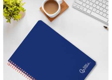 Cuaderno espiral liderpapel din a4 witty tapa dura 80h 90gr rayado horizontal con margen color azul oscuro