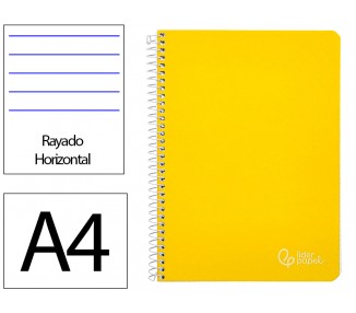 Cuaderno espiral liderpapel din a4 witty tapa dura 80h 90gr rayado horizontal con margen color amarillo