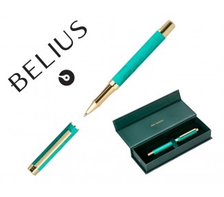 Boligrafo belius wild west aluminio color verde dorado tinta color azul caja de diseño