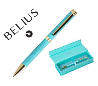 Boligrafo belius wild west aluminio color crema dorado tinta color azul caja de diseño