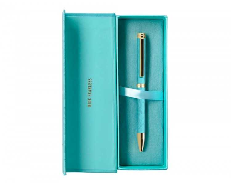 Boligrafo belius wild west aluminio color crema dorado tinta color azul caja de diseño