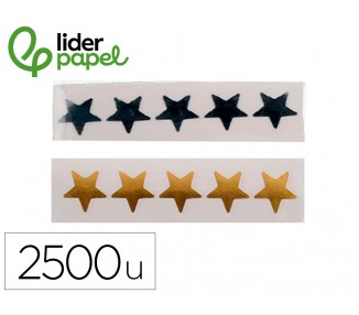 Gomets liderpapel autoadhesivo s estrellas doradas surtidas 2500 unidades en caja de carton