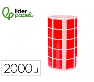 Gomets liderpapel autoadhesivo s cuadrado 20x20 mm azul rollo de 2000 unidades en caja de carton