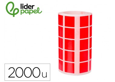 Gomets liderpapel autoadhesivo s cuadrado 20x20 mm azul rollo de 2000 unidades en caja de carton