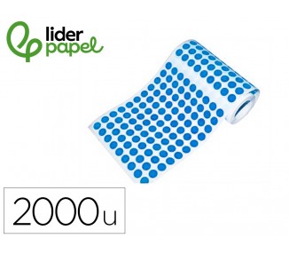 Gomets liderpapel autoadhesivo s circulos 20 mm azul rollo de 2000 unidades en caja de carton