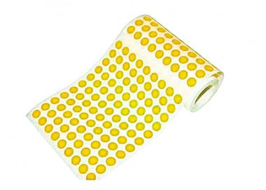 Gomets liderpapel autoadhesivo s circulos 20 mm amarillo rollo de 2000 unidades en caja de carton