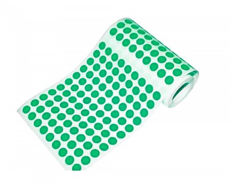 Gomets liderpapel autoadhesivo s circulos 15 mm verde rollo de 2500 unidades en caja de carton