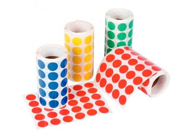Gomets liderpapel autoadhesivo s circulos 15 mm verde rollo de 2500 unidades en caja de carton